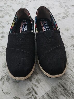 BOBS from Skechers Black Canvas Slip-On Espadrilles